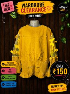 Yellow Kurti with Floral Sleeves
