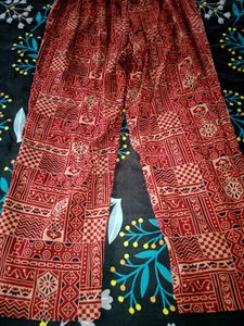 Red Striped Kurta with Neck Embroidery