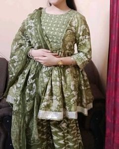 Beautiful Olive Green Kurta Set with Dupatta