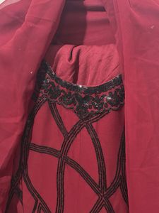 Maroon Kurta Set with Black Embellishments