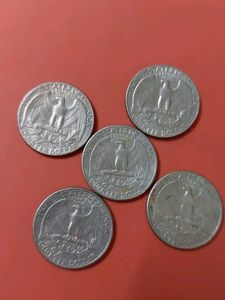 5 Antique 1974-1986 USA Washington Quarter Dollar