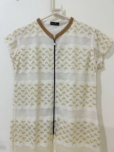 Sequins White &amp; Gold Kurta