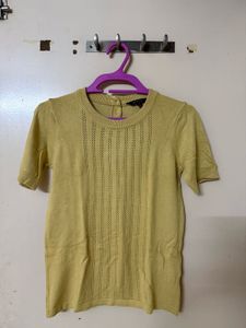 Yellow Knit Top with Cutout Detail