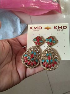 KMD Gold Gemstone Drop Earrings