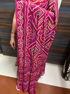 mesh beautiful chunri bhandej saree