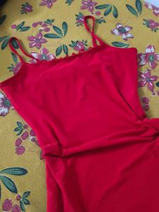 Red Mini H&amp;M Bodycon Dress with Ruffle Trim