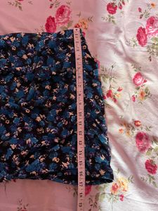 Blue Floral Ruched Mini Skirt