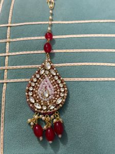 Kundan earrings with Matka combo Set