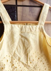 Cute Yellow Eyelet Crop Top