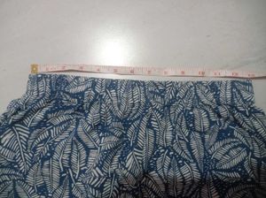 Blue Leaf Print lace trimmed shorts