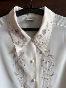 Embroidered Cream Blouse