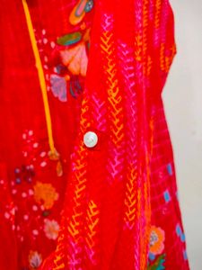 Vibrant Pink &amp; Red Printed Kurta