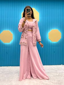 FIONA SILK CORDDING BLAZER/KOTI WITH PLAZO
