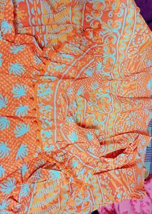Orange Cotton Long Gown