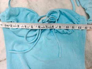 Stunning Blue Halter Neck Mini Dress