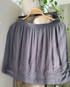 Chic Grey Embellished Mini Skirt