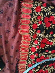 Black &amp; Red Embroidered Lehenga Choli