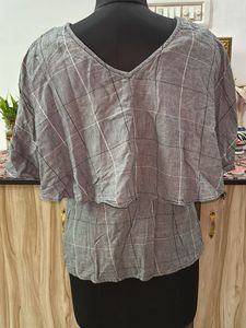 Stylish Grey Checkered Top