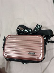 Rose Gold Mini Suitcase Crossbody Bag