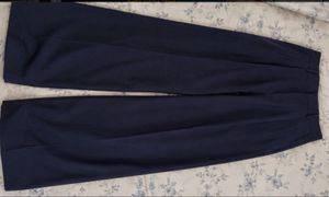 Navy Wide Leg Pleated Trousers