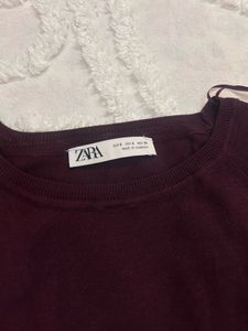 Zara Burgundy Knit Sweater