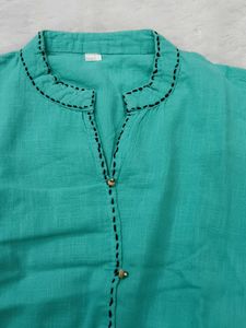 Stylish Teal Kurta with Tassel Detail