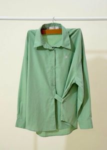 Green Collared Button-Up Shirt