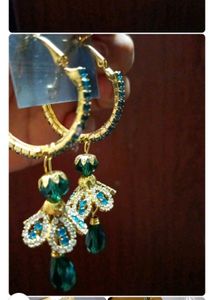 Party Wear Green Blue Jhumka