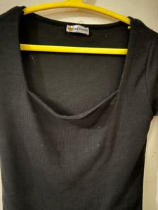 Black Square Neck Crop Top