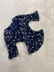 Navy Floral Bell Sleeve Top