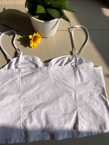 H&amp;M White Corset Style Cami Top