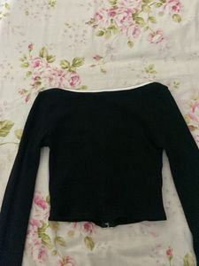 Black Ribbed Cropped Top