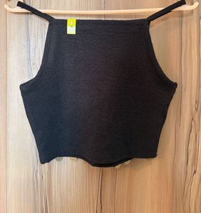 Statement black crop top
