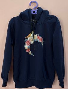 Cute Floral Bird Navy Hoodie