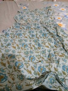 Blue Floral Block Print Kurta
