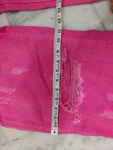 Y#k Aesthetic Hot Pink Ripped Denim Jeans
