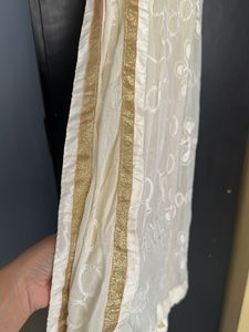 Cream Dupatta With Golden Gotta Lace