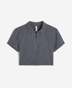 H&M Grey Cropped Polo Top