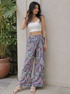 Bohemian Print Wrap Pants(Free Size)