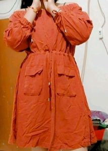 Terra Cotta Off-Shoulder Dress