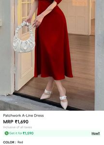 Savana elegant Red Off-Shoulder  Dress