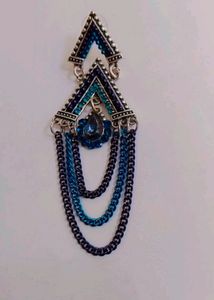 Blue Geometric Dangle Earrings