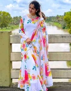 Floral Print Dress with Matching Scarf