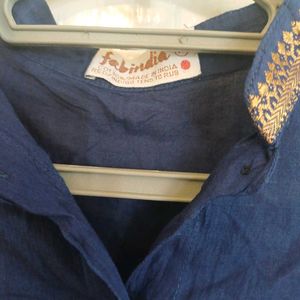 Fabindia Navy Blue Women's Shirt