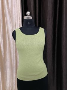 Lime Green Ribbed Knit Tank Top