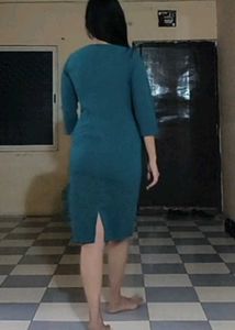 Teal 3/4 Sleeve Bodycon Dress