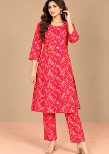Vibrant Pink Printed Kurta Set