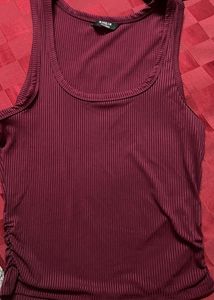 Comfortable Burgundy Ribbed Tank Top