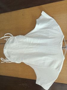 Cream Ruched Wrap Top