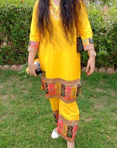Vibrant Yellow Embroidered Kurta